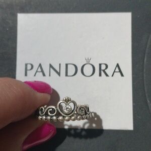 Pandora Sterling Silver My Princess Tiara Crown Ring, 190880cz, Size 56